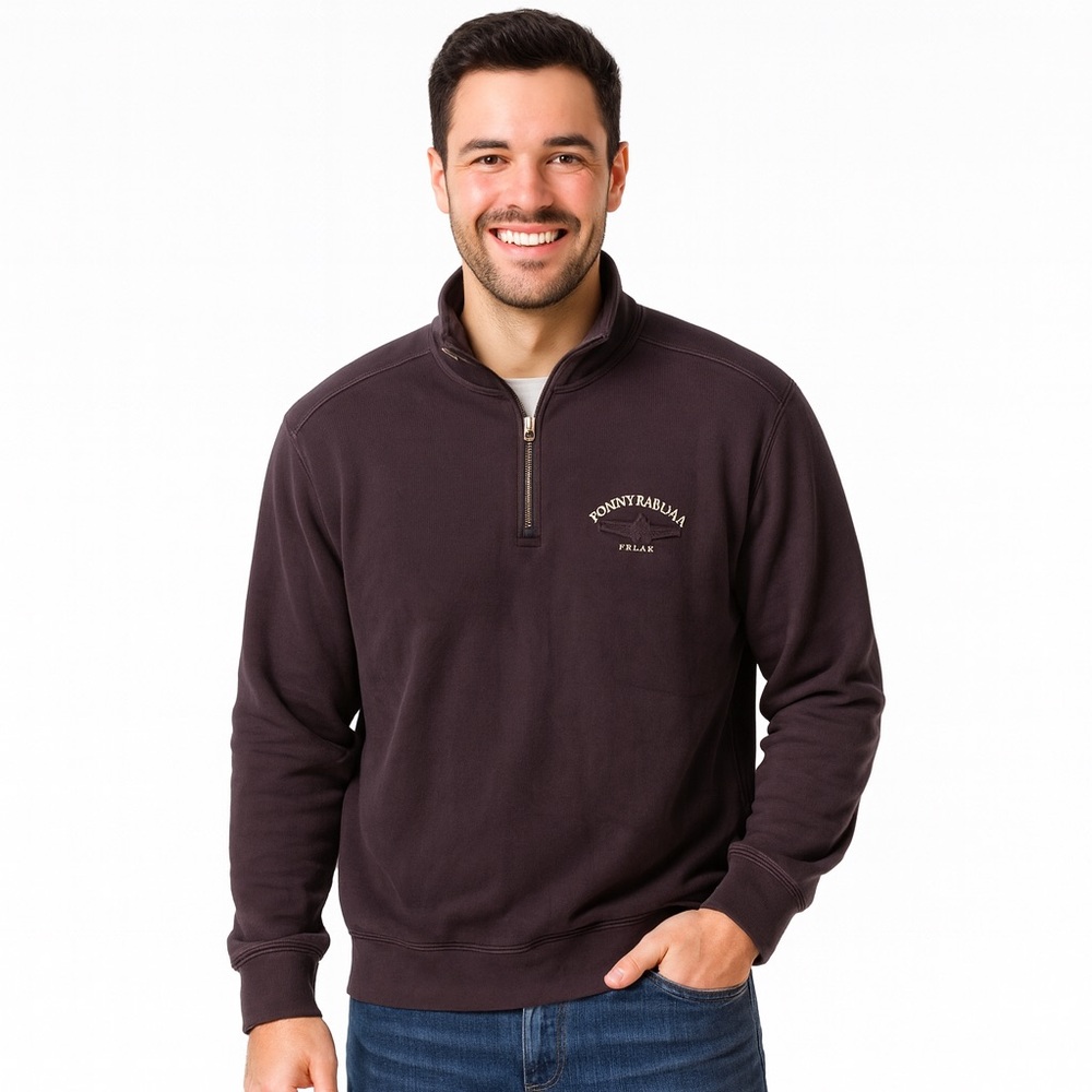 Tommy Bahama Relaxed Purple long Sleeved 1/2 Zip Ribbed Knit Pullover Sw…